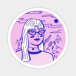 Girl with  cat glasses Magnet